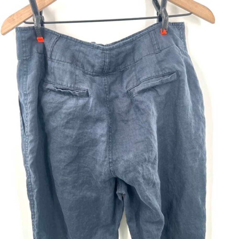 Lauren Ralph Lauren navy blue 100% linen straight leg pants lagenlook coastal 10 - Picture 7 of 15